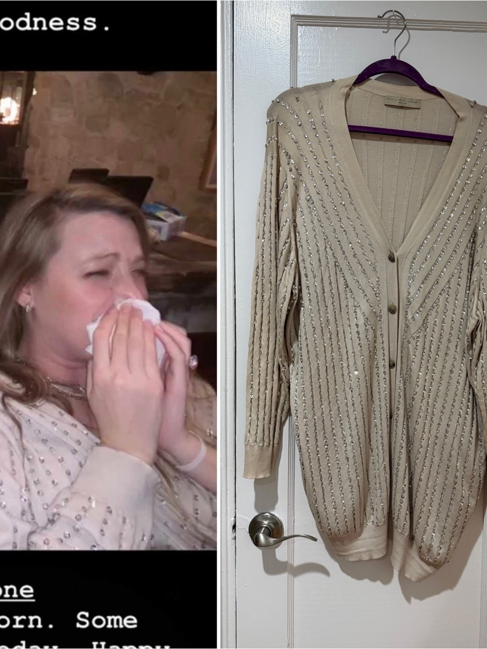 Vintage Stella McCartney Sequin Cardigan 46 XL ASO Blake Lively